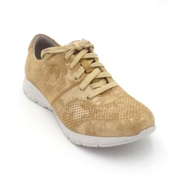 Dansko Leather or Nubuck Lace-up Sneakers Alissa Gold - Medium - Picture 2 of 5